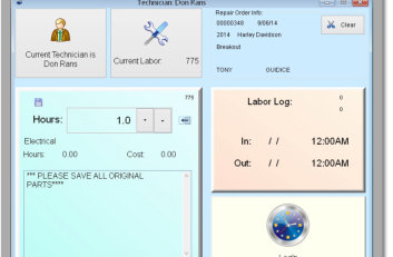 Repair shop labor logging feature