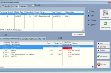 Purchase Order in our repair order shop software