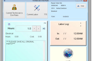 Repair shop labor logging feature