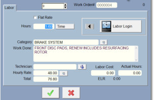 Labor Entry for repair order software